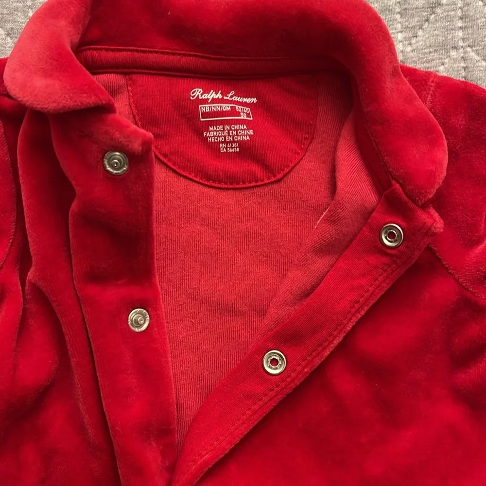 Ralph Lauren Red Velvet Baby One-Piece Footed Sleeper